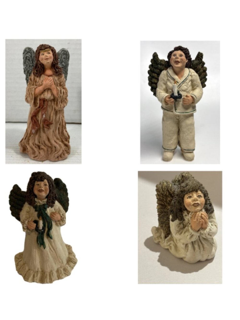 June McKenna VINTAGE Ivory Angel Figurines, Set of 4, 1987-1991